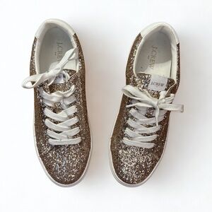 J.Crew Road Trip Sneakers Champagne Glitter Size 9